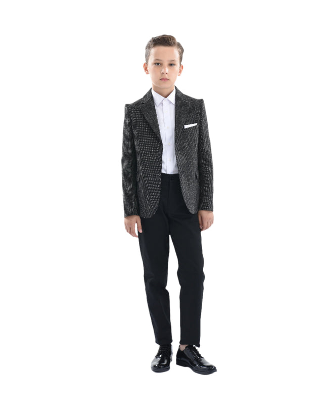 kids atelier moustache Smoky Gray Peak Lapel Blazer