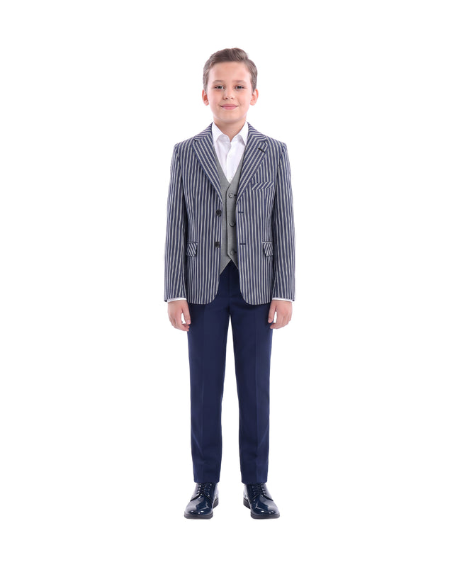 kids atelier moustache Navy Double Striped Blazer
