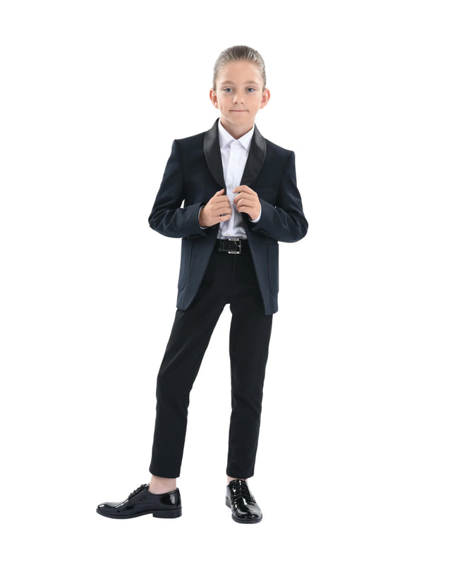kids atelier moustache Navy Shawl Lapel Blazer