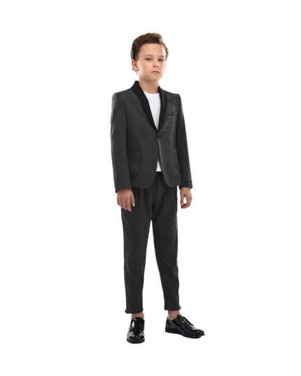 kids atelier moustache Gray Shawl Lapel Blazer