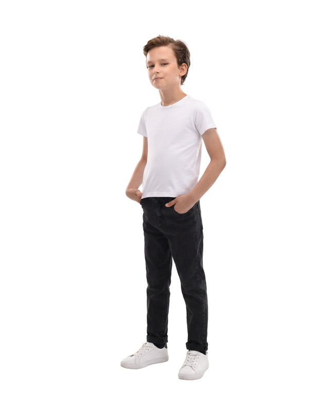 kids atelier moustache White Solid Cotton T-Shirt