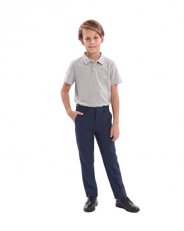 kids atelier moustache Gray Melange Solid Logo Polo