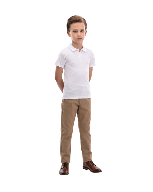kids atelier moustache White Solid Logo Polo