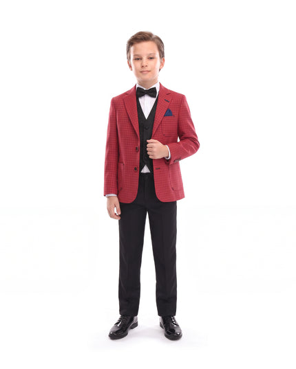 kids atelier moustache Red Rings Peak Lapel Blazer