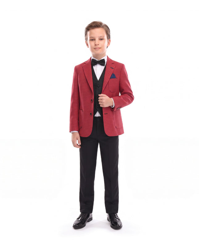 kids atelier moustache Red Rings Peak Lapel Blazer