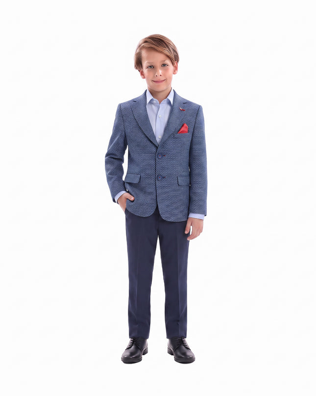 kids atelier moustache Blue Embroidered Formal Blazer