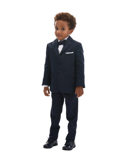 kids atelier moustache Navy Blue Peak Lapel Tuxedo