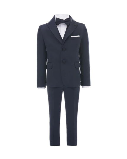 kids atelier moustache Navy Blue Peak Lapel Tuxedo