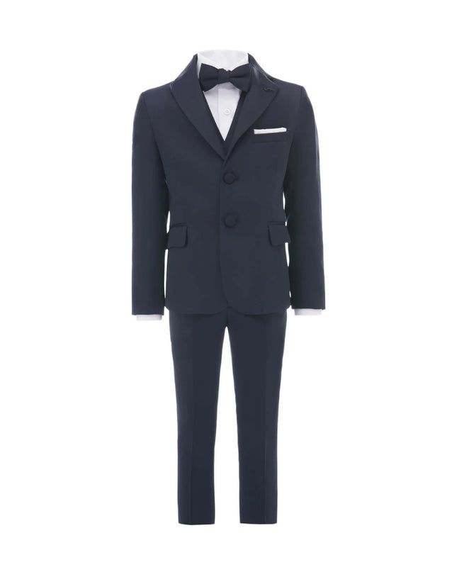 kids atelier moustache Navy Blue Peak Lapel Tuxedo