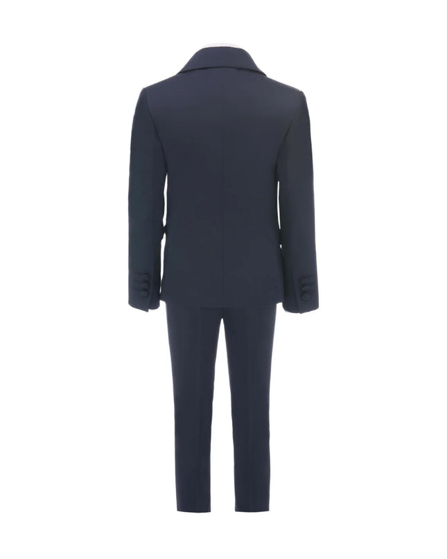 kids atelier moustache Navy Blue Peak Lapel Tuxedo