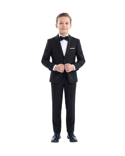 kids atelier moustache Black Glitter Trim Suit