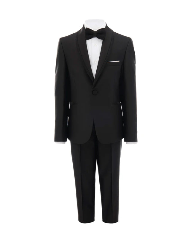 kids atelier moustache Black Glitter Trim Suit