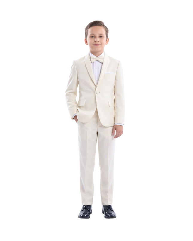 kids atelier moustache Cream 5 pc Shawl Lapel Suit