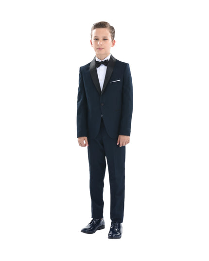 kids atelier moustache Navy Shawl Lapel Suit