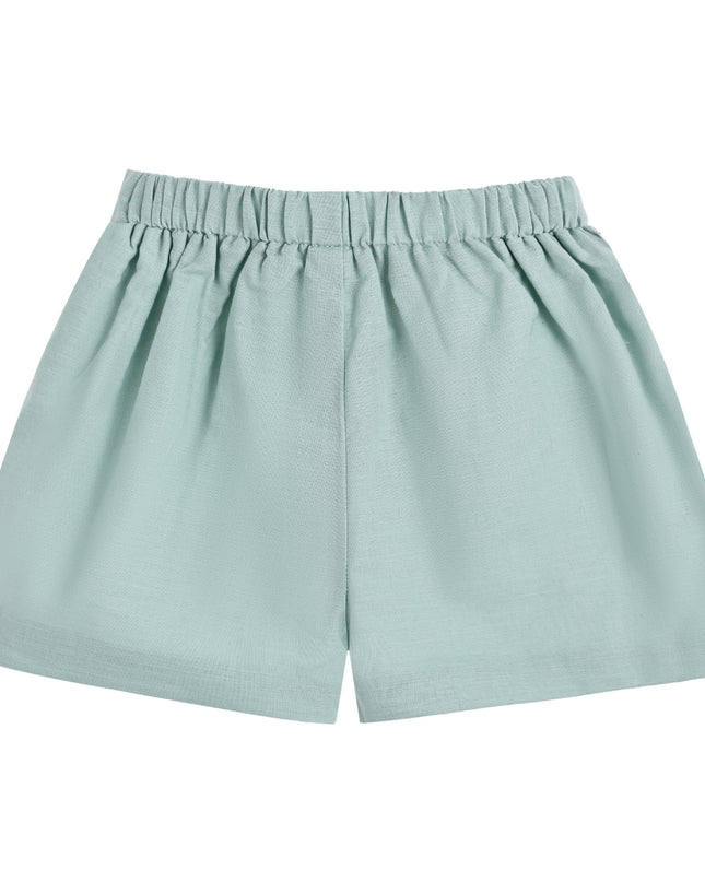 kids atelier moustache Light Green Shorts Set