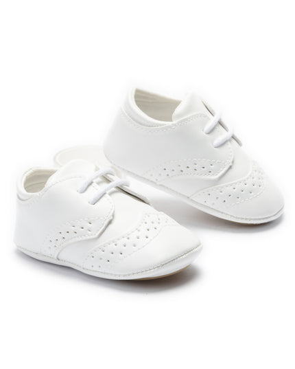 kids atelier moustache White Brogue Baby Shoes