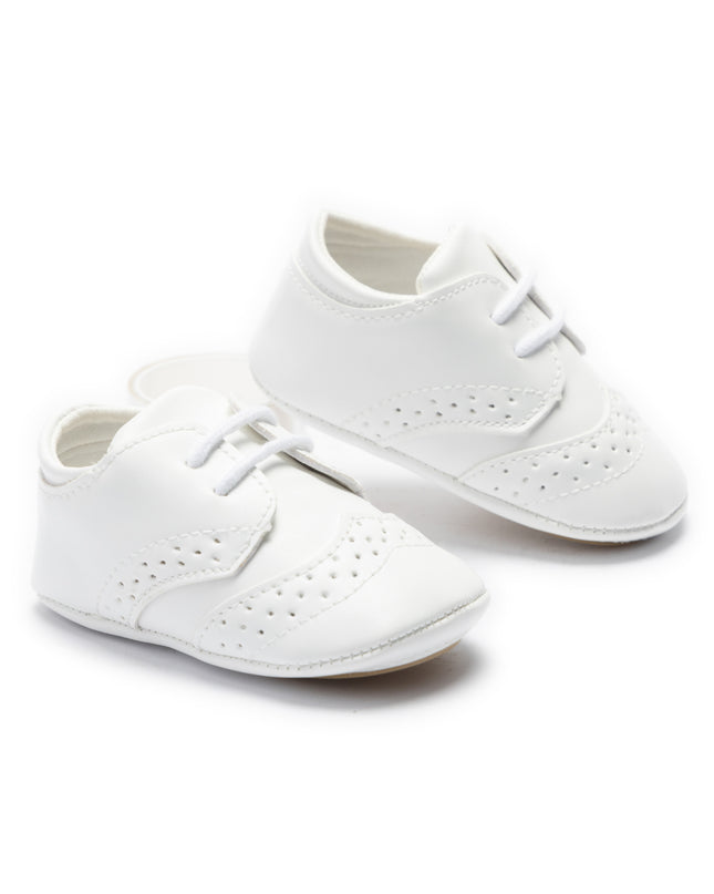 kids atelier moustache White Brogue Baby Shoes