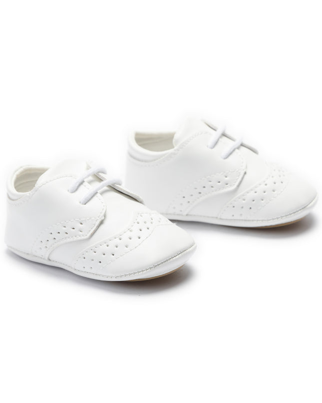 kids atelier moustache White Brogue Baby Shoes