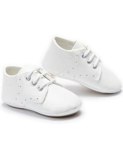 kids atelier moustache White Lace-Up Baby Shoes