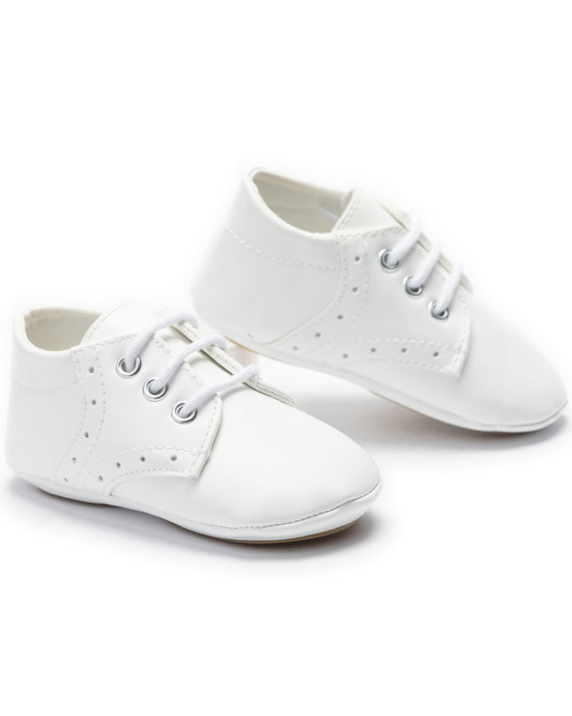 kids atelier moustache White Lace-Up Baby Shoes
