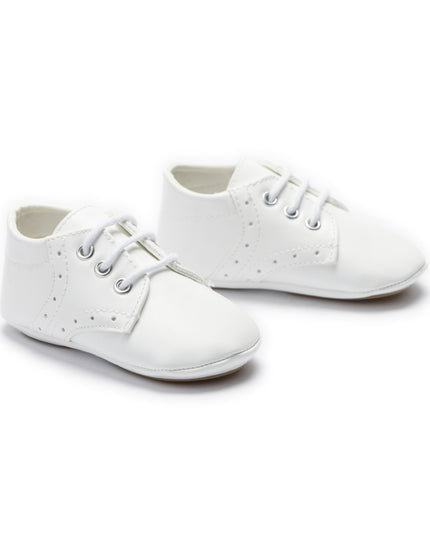 kids atelier moustache White Lace-Up Baby Shoes