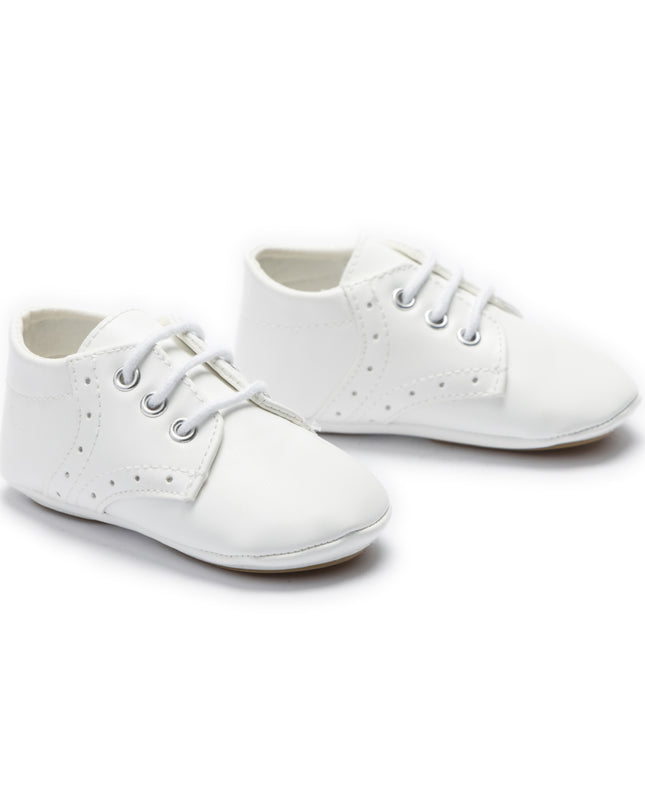 kids atelier moustache White Lace-Up Baby Shoes