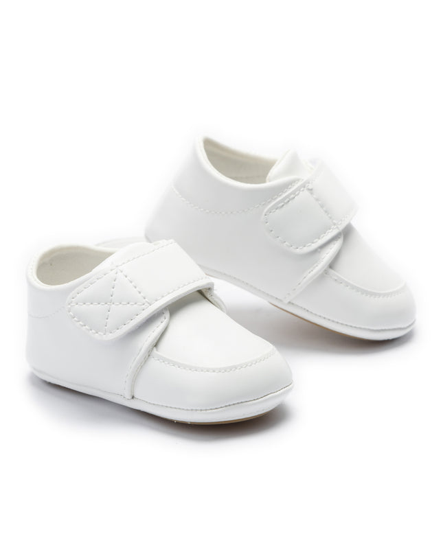 kids atelier moustache White Velcro Baby Shoes
