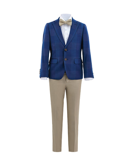 kids atelier moustache Blue Check Blazer Set