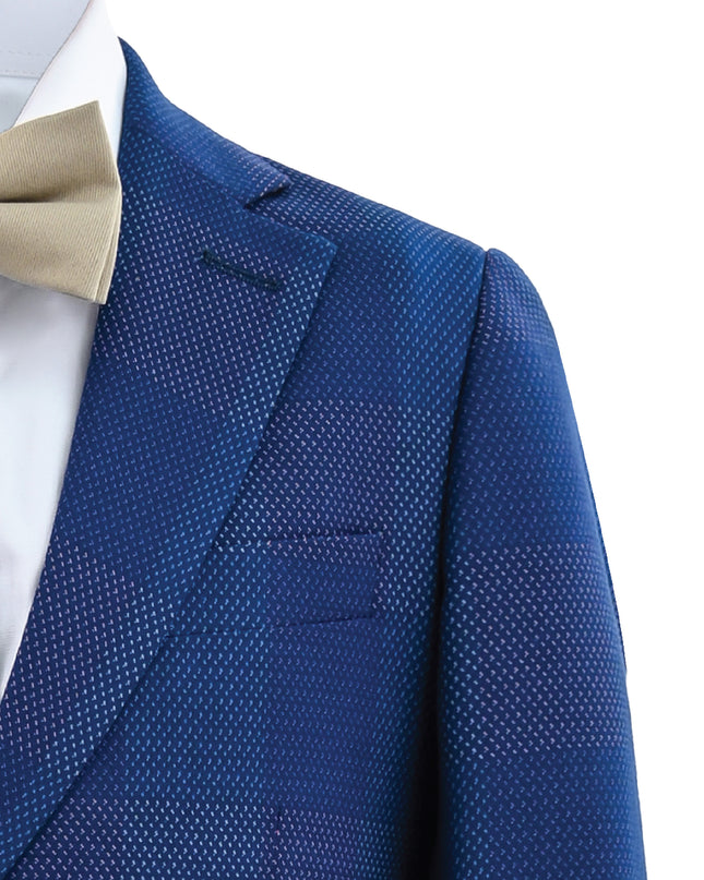 kids atelier moustache Blue Check Blazer Set