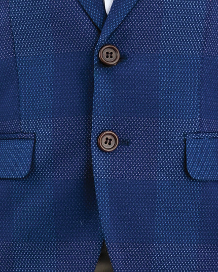 kids atelier moustache Blue Check Blazer Set