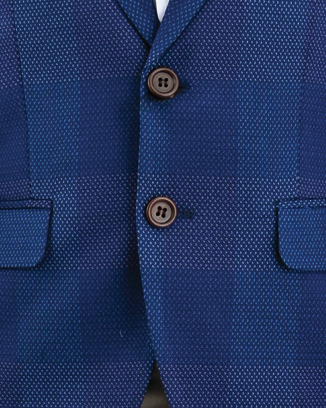 kids atelier moustache Blue Check Blazer Set