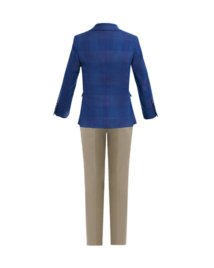 kids atelier moustache Blue Check Blazer Set