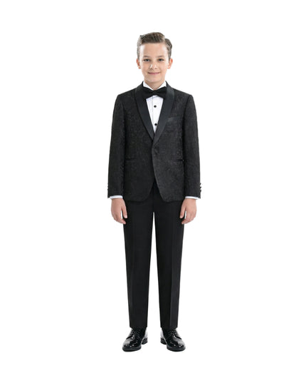 kids atelier moustache Textured Suit Set with Satin Lapels