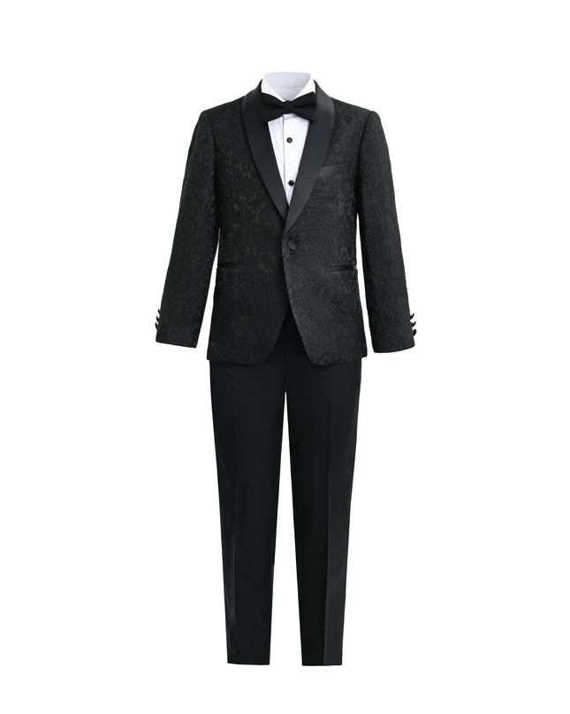 kids atelier moustache Textured Suit Set with Satin Lapels