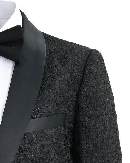 kids atelier moustache Textured Suit Set with Satin Lapels