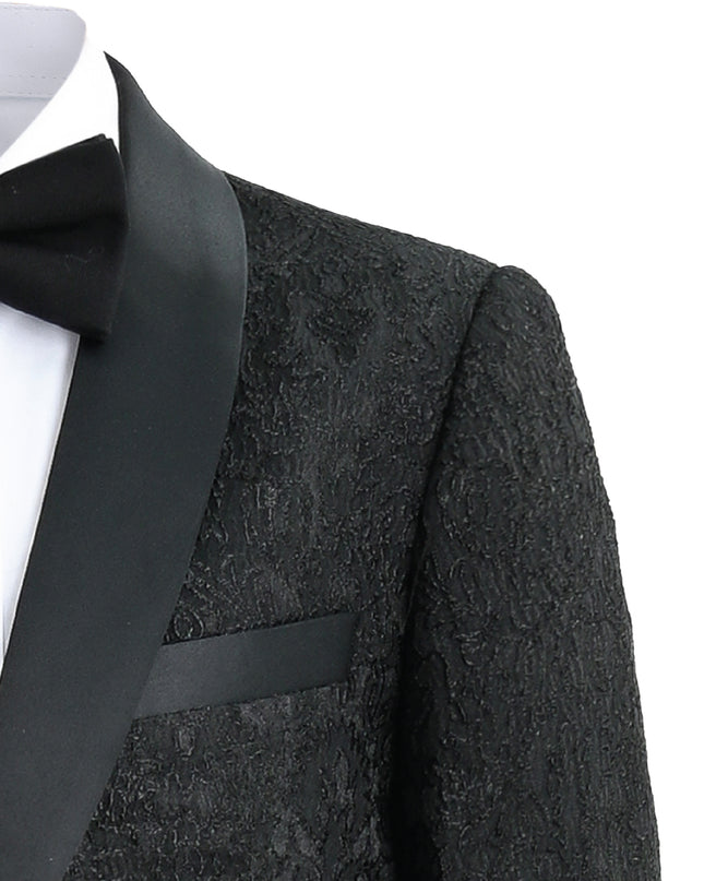 kids atelier moustache Textured Suit Set with Satin Lapels