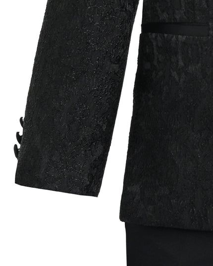 kids atelier moustache Textured Suit Set with Satin Lapels