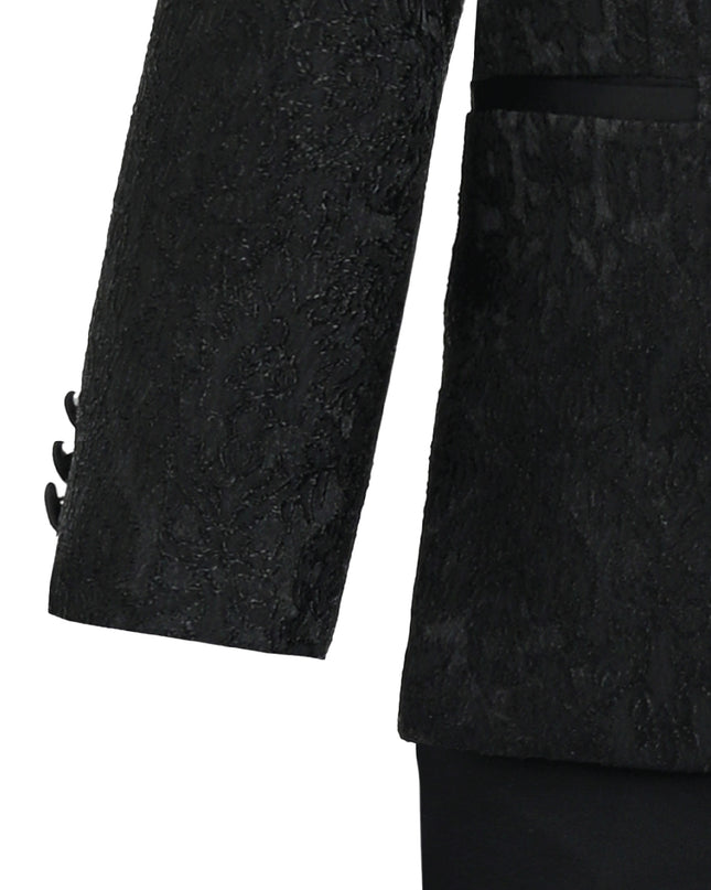 kids atelier moustache Textured Suit Set with Satin Lapels