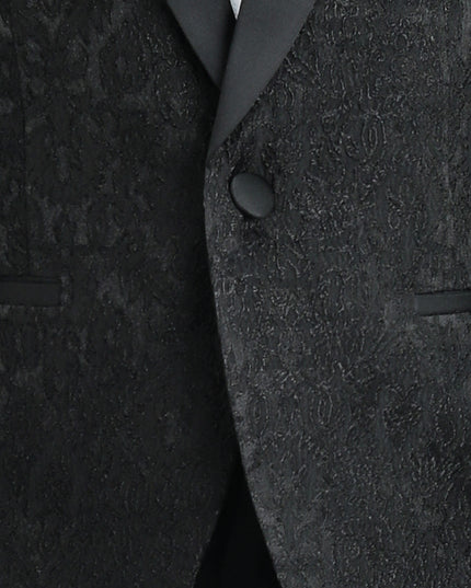 kids atelier moustache Textured Suit Set with Satin Lapels