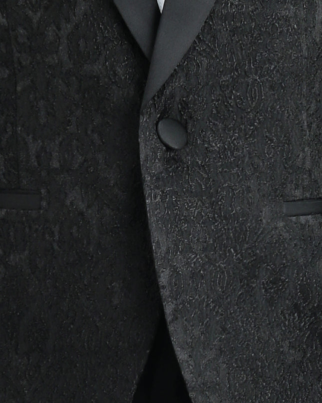 kids atelier moustache Textured Suit Set with Satin Lapels