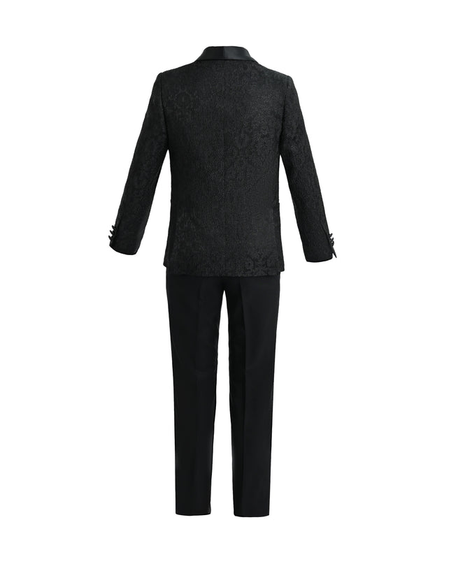 kids atelier moustache Textured Suit Set with Satin Lapels