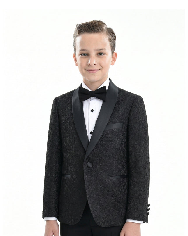 kids atelier moustache Textured Suit Set with Satin Lapels