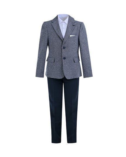 kids atelier moustache Blue Jack Textured Blazer Suit Set