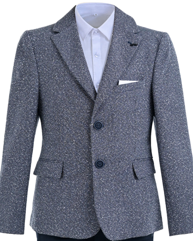 kids atelier moustache Blue Jack Textured Blazer Suit Set