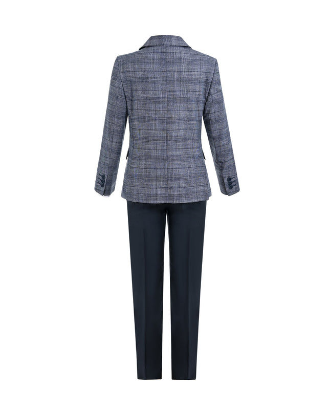 kids atelier moustache Navy Gabriel Plaid Blazer Suit Set