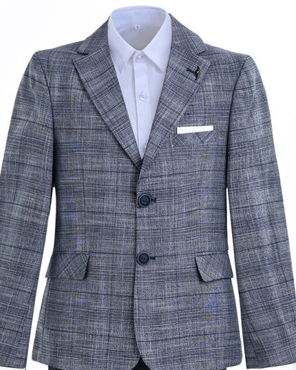 kids atelier moustache Navy Gabriel Plaid Blazer Suit Set