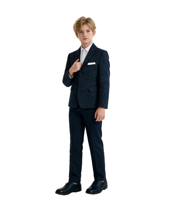 kids atelier moustache Blue Alexander Checked Pattern Blazer Suit Set