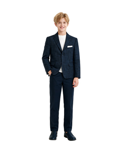kids atelier moustache Blue Benjamin Textured Pattern Blazer Suit Set