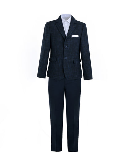 kids atelier moustache Blue Alexander Checked Pattern Blazer Suit Set