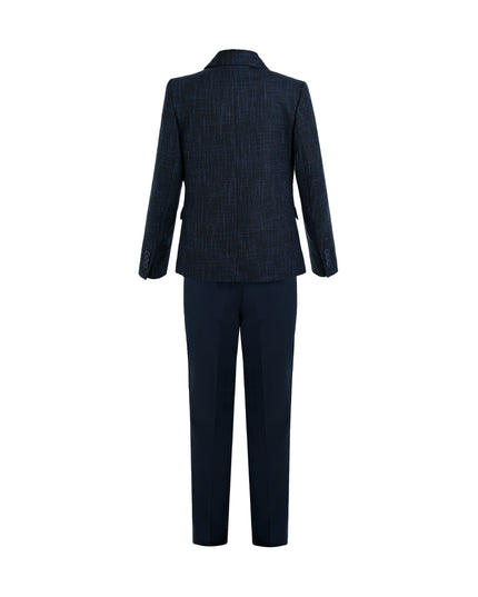 kids atelier moustache Blue Alexander Checked Pattern Blazer Suit Set
